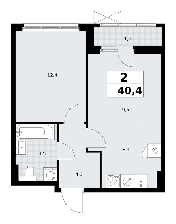 1-BD Apartment Sale, 40.4平方米 at Buninskie Kvartaly, Akademika Semyonova Street, 22, Moscow, Russia #2 1-BD Apartment Sale, 40.4平方米 at Buninskie Kvartaly, Akademika Semyonova Street, 22, Moscow, Russia #2