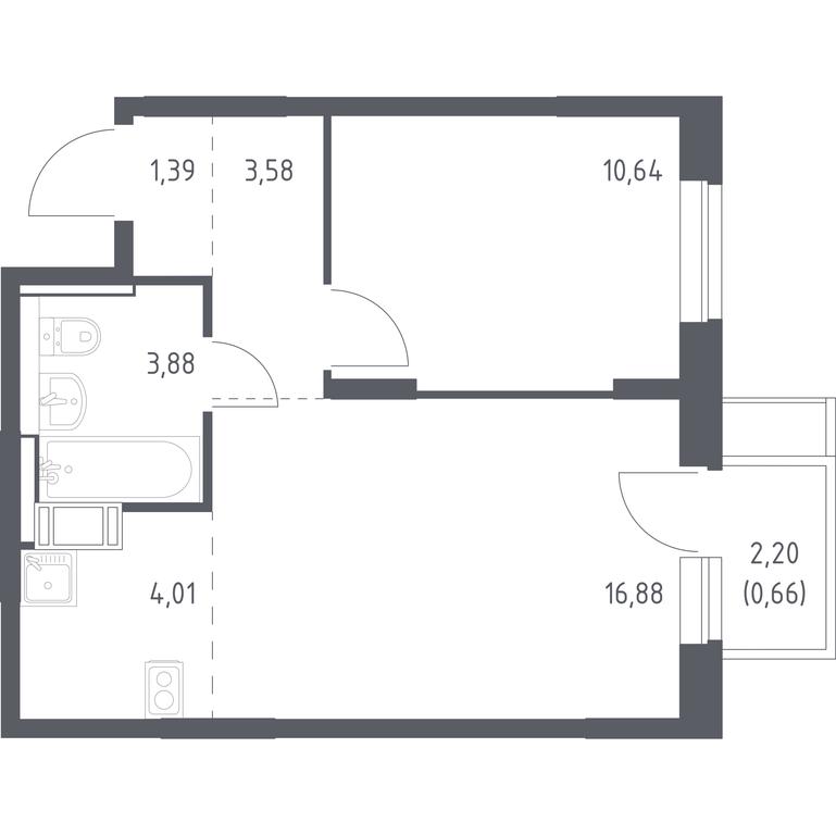 Apartment Sale, 41.04平方米 at Piatnitskie Luga, Pyatnitskoye Highway, 2, derevnya Yurlovo, Solnechnogorsk City District, Moscow Region, Russia #1