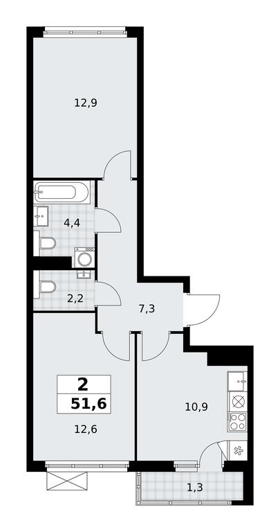 1-BD Apartment Sale, 51.6平方米 at Buninskie Kvartaly, Akademika Semyonova Street, 22, Moscow, Russia #1 1-BD Apartment Sale, 51.6平方米 at Buninskie Kvartaly, Akademika Semyonova Street, 22, Moscow, Russia #1