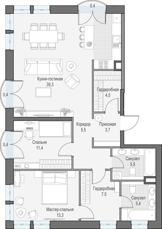2-BD Apartment Sale, 97.2平方米 at Dostizhenie, Akademika Korolyova Street, 21, Moscow, Russia #1