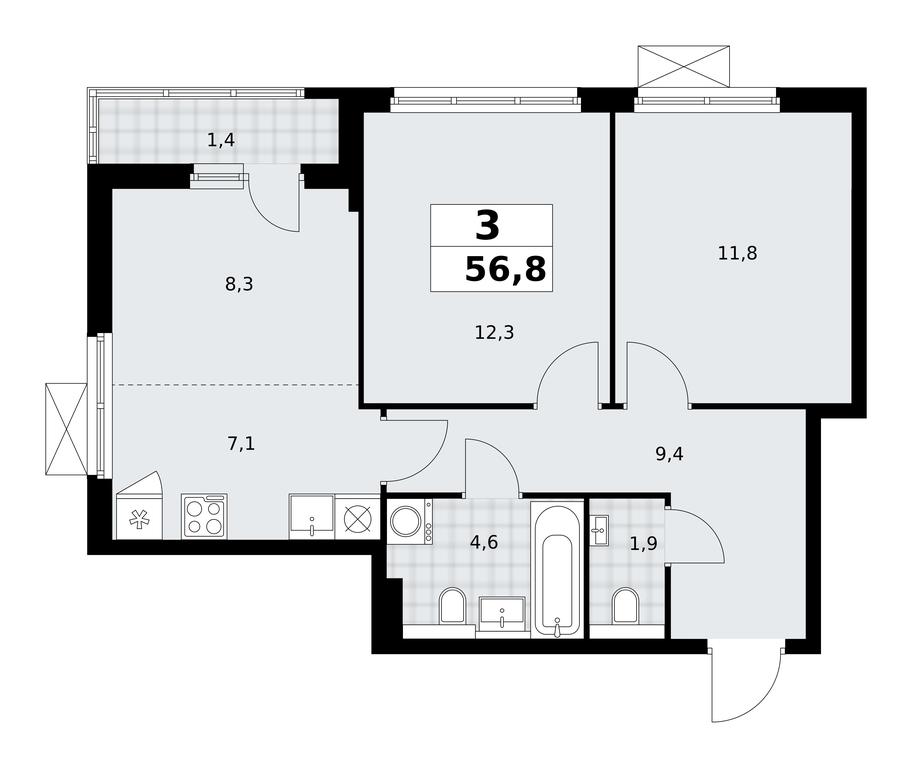 2-BD Apartment Sale, 56.8平方米 at Buninskie Kvartaly, Akademika Semyonova Street, 22, Moscow, Russia #1 2-BD Apartment Sale, 56.8平方米 at Buninskie Kvartaly, Akademika Semyonova Street, 22, Moscow, Russia #1