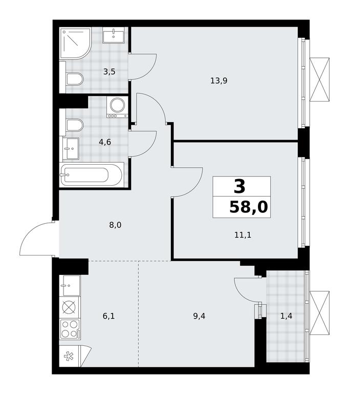 2-BD Apartment Sale, 58平方米 at Buninskie Kvartaly, Akademika Semyonova Street, 22, Moscow, Russia #2 2-BD Apartment Sale, 58平方米 at Buninskie Kvartaly, Akademika Semyonova Street, 22, Moscow, Russia #2