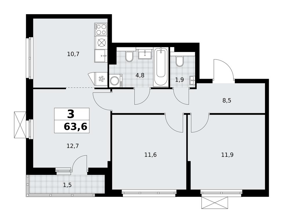 2-BD Apartment Sale, 63.6 sq. m. at Buninskie Kvartaly, Akademika Semyonova Street, 22, Moscow, Russia #1 2-BD Apartment Sale, 63.6 sq. m. at Buninskie Kvartaly, Akademika Semyonova Street, 22, Moscow, Russia #1