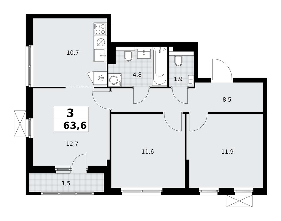 2-BD Apartment Sale, 63.6 sq. m. at Buninskie Kvartaly, Akademika Semyonova Street, 22, Moscow, Russia #2 2-BD Apartment Sale, 63.6 sq. m. at Buninskie Kvartaly, Akademika Semyonova Street, 22, Moscow, Russia #2