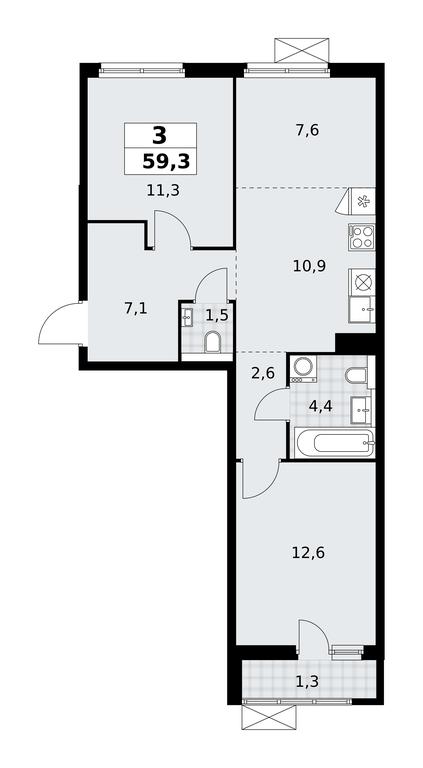 2-BD Apartment Sale, 59.3平方米 at Buninskie Kvartaly, Akademika Semyonova Street, 22, Moscow, Russia #2 2-BD Apartment Sale, 59.3平方米 at Buninskie Kvartaly, Akademika Semyonova Street, 22, Moscow, Russia #2