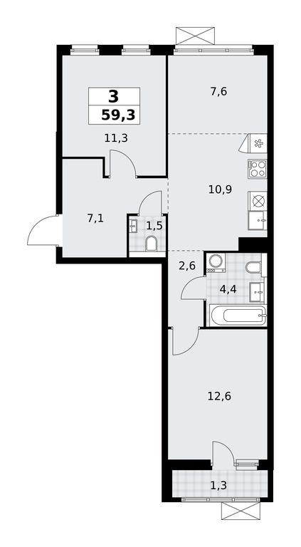 2-BD Apartment Sale, 59.3 sq. m. at Buninskie Kvartaly, Akademika Semyonova Street, 22, Moscow, Russia #1 2-BD Apartment Sale, 59.3 sq. m. at Buninskie Kvartaly, Akademika Semyonova Street, 22, Moscow, Russia #1