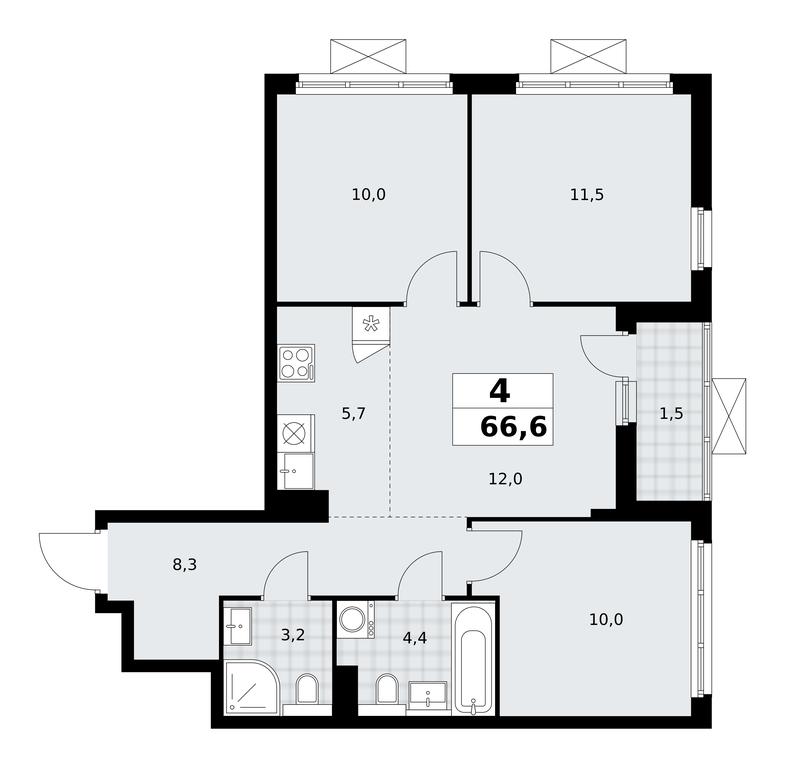 3-BD Apartment Sale, 66.6平方米 at Buninskie Kvartaly, Akademika Semyonova Street, 22, Moscow, Russia #2 3-BD Apartment Sale, 66.6平方米 at Buninskie Kvartaly, Akademika Semyonova Street, 22, Moscow, Russia #2