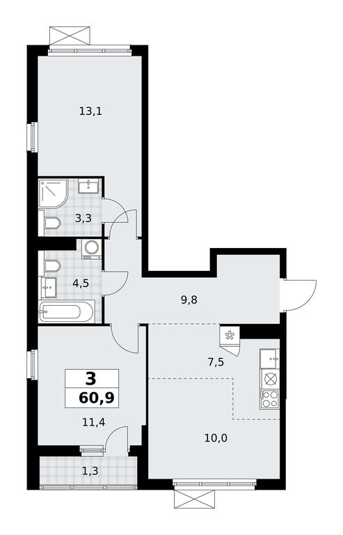 2-BD Apartment Sale, 60.9平方米 at Buninskie Kvartaly, Akademika Semyonova Street, 22, Moscow, Russia #2 2-BD Apartment Sale, 60.9平方米 at Buninskie Kvartaly, Akademika Semyonova Street, 22, Moscow, Russia #2