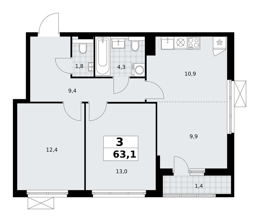 2-BD Apartment Sale, 63.1平方米 at Buninskie Kvartaly, Akademika Semyonova Street, 22, Moscow, Russia #1 2-BD Apartment Sale, 63.1平方米 at Buninskie Kvartaly, Akademika Semyonova Street, 22, Moscow, Russia #1