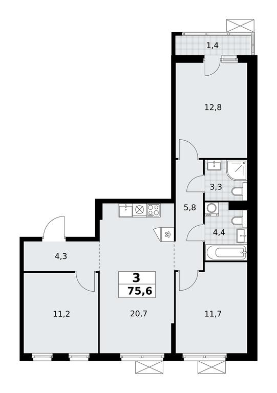 2-BD Apartment Sale, 75.6平方米 at Buninskie Kvartaly, Akademika Semyonova Street, 22, Moscow, Russia #2 2-BD Apartment Sale, 75.6平方米 at Buninskie Kvartaly, Akademika Semyonova Street, 22, Moscow, Russia #2