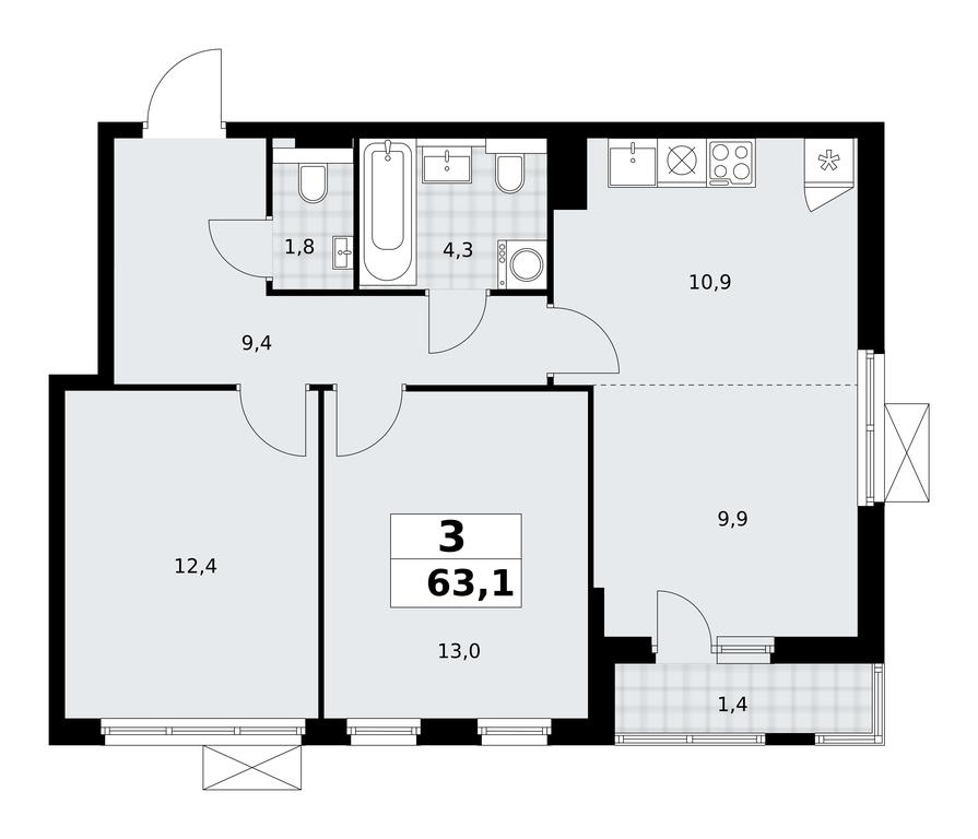 2-BD Apartment Sale, 63.1平方米 at Buninskie Kvartaly, Akademika Semyonova Street, 22, Moscow, Russia #2 2-BD Apartment Sale, 63.1平方米 at Buninskie Kvartaly, Akademika Semyonova Street, 22, Moscow, Russia #2