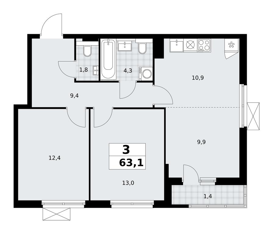 2-BD Apartment Sale, 63.1平方米 at Buninskie Kvartaly, Akademika Semyonova Street, 22, Moscow, Russia #1 2-BD Apartment Sale, 63.1平方米 at Buninskie Kvartaly, Akademika Semyonova Street, 22, Moscow, Russia #1