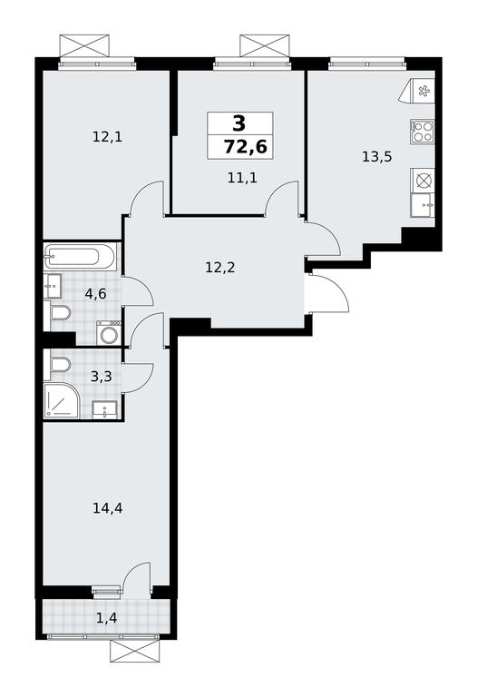 2-BD Apartment Sale, 72.6平方米 at Buninskie Kvartaly, Akademika Semyonova Street, 22, Moscow, Russia #1 2-BD Apartment Sale, 72.6平方米 at Buninskie Kvartaly, Akademika Semyonova Street, 22, Moscow, Russia #1