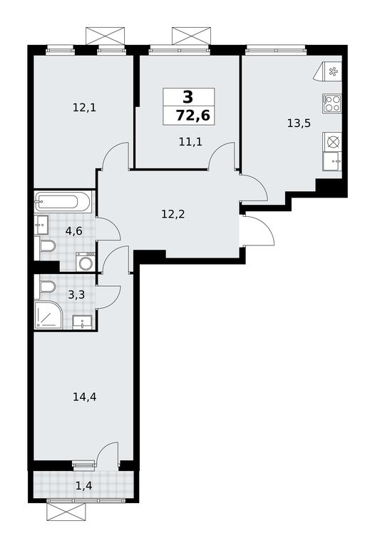2-BD Apartment Sale, 72.6平方米 at Buninskie Kvartaly, Akademika Semyonova Street, 22, Moscow, Russia #2 2-BD Apartment Sale, 72.6平方米 at Buninskie Kvartaly, Akademika Semyonova Street, 22, Moscow, Russia #2