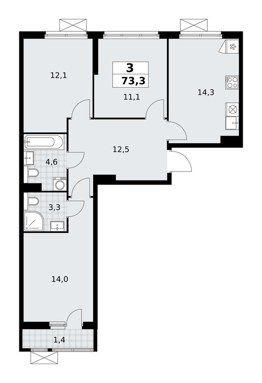 2-BD Apartment Sale, 73.3 sq. m. at Buninskie Kvartaly, Akademika Semyonova Street, 22, Moscow, Russia #1 2-BD Apartment Sale, 73.3 sq. m. at Buninskie Kvartaly, Akademika Semyonova Street, 22, Moscow, Russia #1