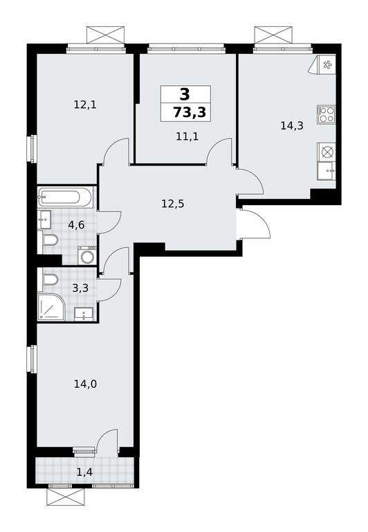 2-BD Apartment Sale, 73.3平方米 at Buninskie Kvartaly, Akademika Semyonova Street, 22, Moscow, Russia #2 2-BD Apartment Sale, 73.3平方米 at Buninskie Kvartaly, Akademika Semyonova Street, 22, Moscow, Russia #2