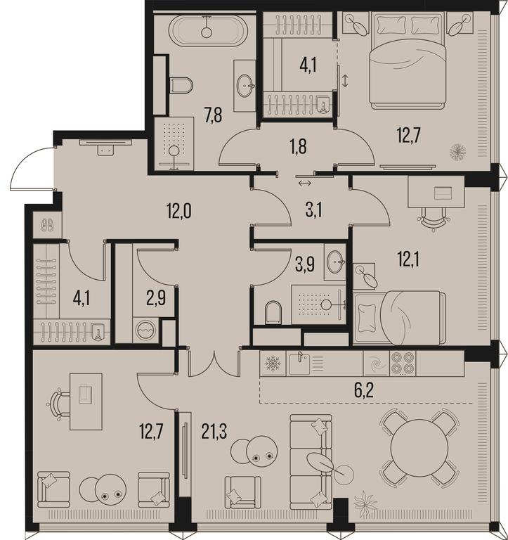 3-BD Apartment Sale, 104.7 sq. m. at High Life, Letnikovskaya Street, 11/10с1, Moscow, Russia #1 3-BD Apartment Sale, 104.7 sq. m. at High Life, Letnikovskaya Street, 11/10с1, Moscow, Russia #1