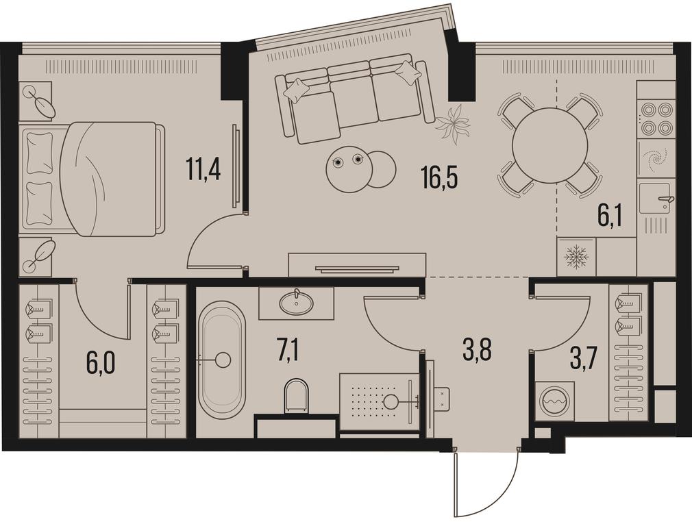 1-BD Apartment Sale, 54.6 sq. m. at High Life, Letnikovskaya Street, 11/10с1, Moscow, Russia #1