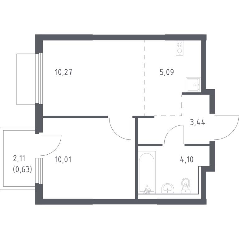 Apartment Sale, 33.54 sq. m. at Prigorod Lesnoe, Molodyozhny bulvar, 6, derevnya Misaylovo, Leninskiy City District, Moscow Region, Russia #1