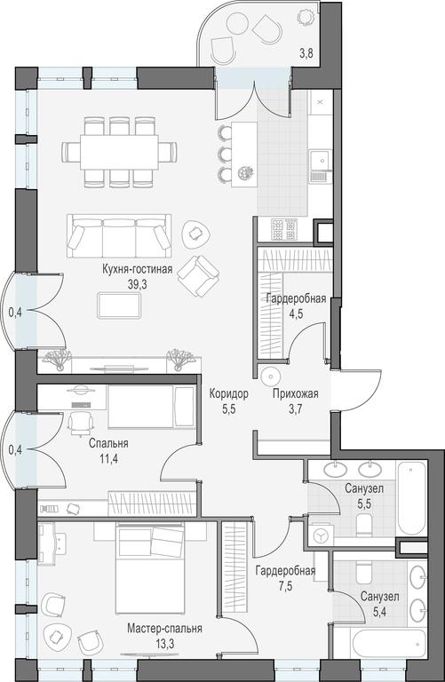 2-BD Apartment Sale, 98.1平方米 at Dostizhenie, Akademika Korolyova Street, 21, Moscow, Russia #1