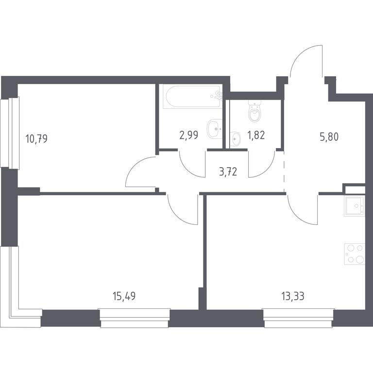 Продажа 1-комн. квартиры, 53,94 м² в ЖК «Новое Внуково», квартал № 38, поселение Кокошкино, Москва, Россия #1