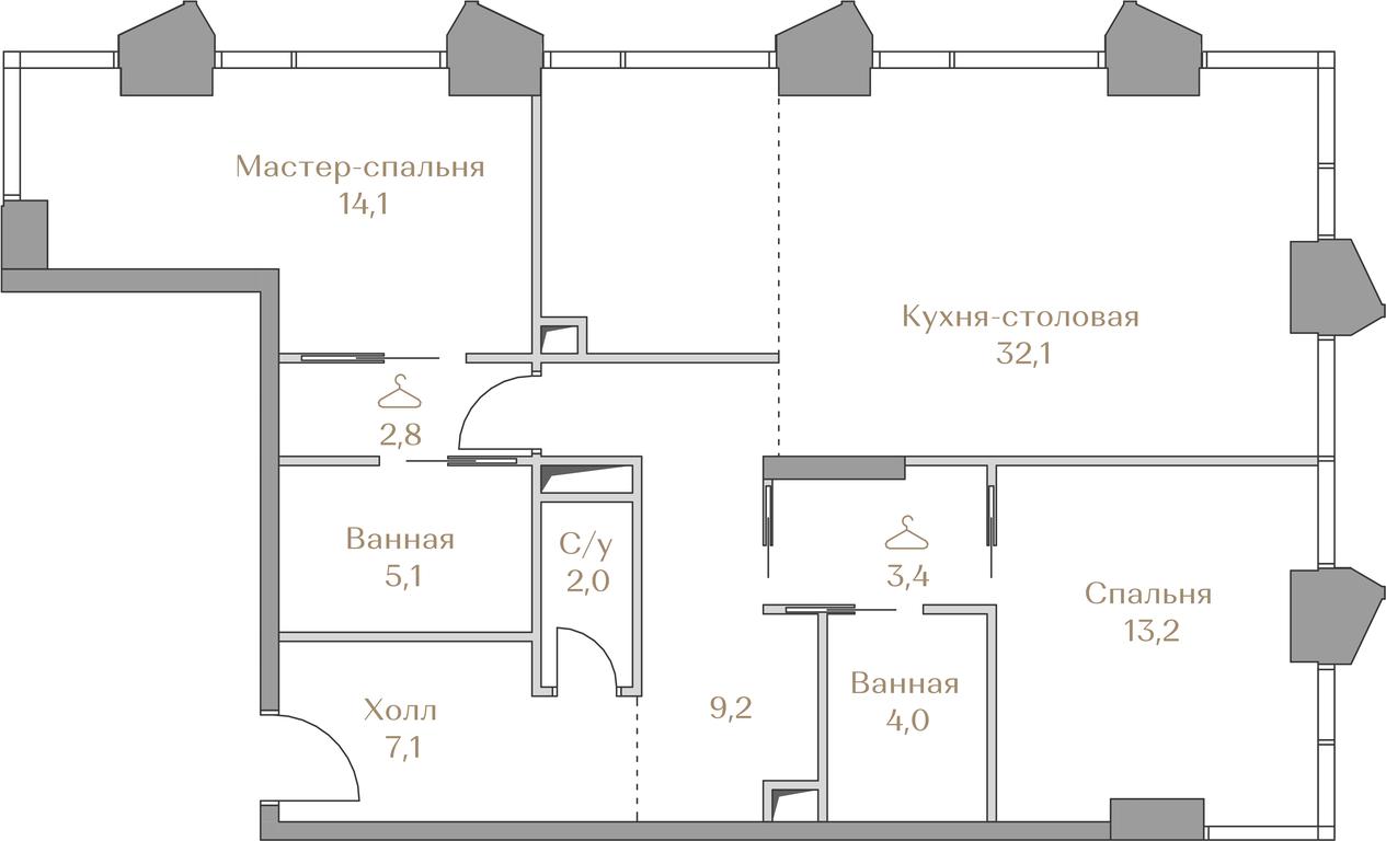 2-BD Apartment Sale, 93平方米 at Luzhniki Collection, Luzhnetskaya Embankment, 2/4с17, Moscow, Russia #1