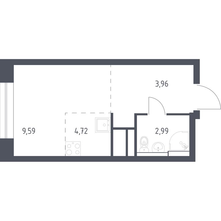 Apartment Sale, 21.26 sq. m. at Novograd Pavlino, Kosinskoye shosse, 2, Novoye Pavlino Microdistrict, Balashikha, Moscow Region, Russia #1