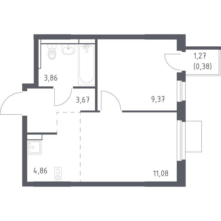 Apartment Sale, 33.22平方米 at Mytishchi Park, Silikatnaya ulitsa, 41к3, Mytischi, Moscow Region, Russia #1