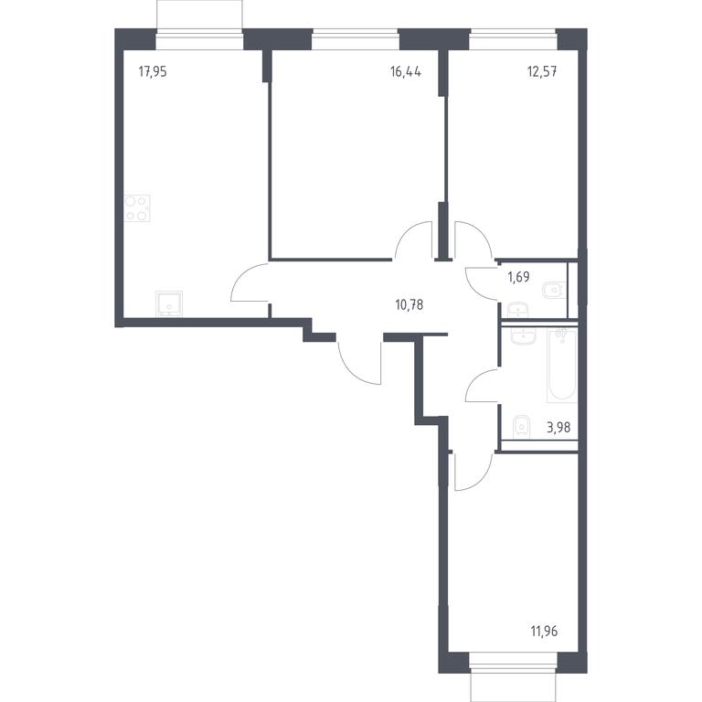 2-BD Apartment Sale, 75.37 sq. m. at Kvartal Domashnij, Donetskaya Street, 30с11, Moscow, Russia #1 2-BD Apartment Sale, 75.37 sq. m. at Kvartal Domashnij, Donetskaya Street, 30с11, Moscow, Russia #1