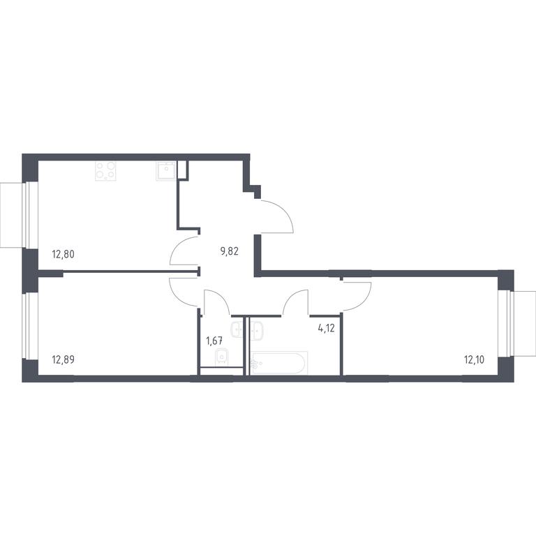 1-BD Apartment Sale, 53.4 sq. m. at Kvartal Domashnij, Donetskaya Street, 30с11, Moscow, Russia #1 1-BD Apartment Sale, 53.4 sq. m. at Kvartal Domashnij, Donetskaya Street, 30с11, Moscow, Russia #1