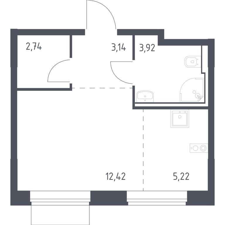 Apartment Sale, 27.44 sq. m. at Kvartal Domashnij, Donetskaya Street, 30с11, Moscow, Russia #1