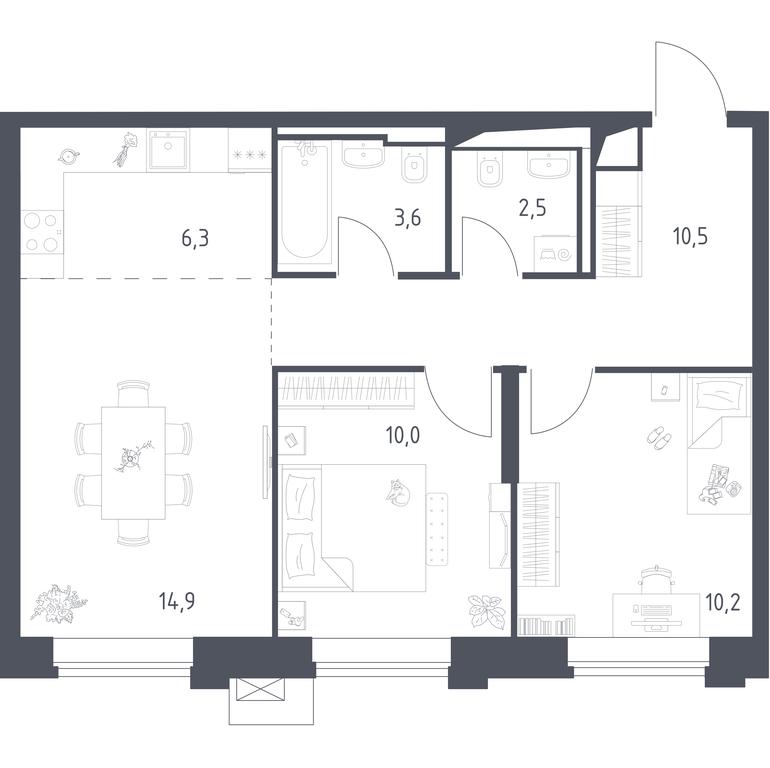 1-BD Apartment Sale, 57.97 sq. m. at Vereiskaya 41, Vereyskaya Street, 41, Moscow, Russia #1 1-BD Apartment Sale, 57.97 sq. m. at Vereiskaya 41, Vereyskaya Street, 41, Moscow, Russia #1