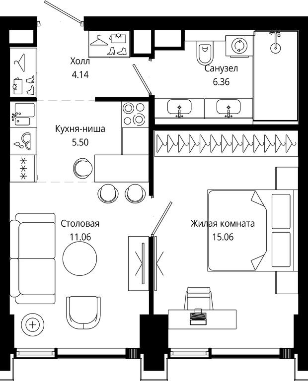 1-BD Apartment Sale, 42.12 sq. m. at Mod, 4th Maryinoy Roschi Street, 12с9, Moscow, Russia #2 1-BD Apartment Sale, 42.12 sq. m. at Mod, 4th Maryinoy Roschi Street, 12с9, Moscow, Russia #2