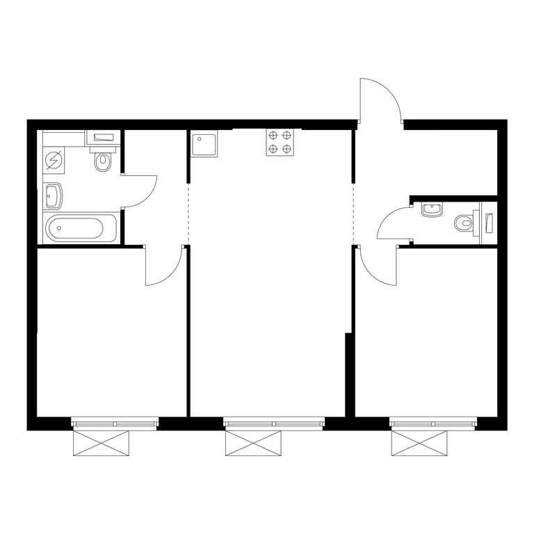 2-BD Apartment Sale, 58.5平方米 at Rustaveli 14, Rustaveli Street, 14с20, Moscow, Russia #1
