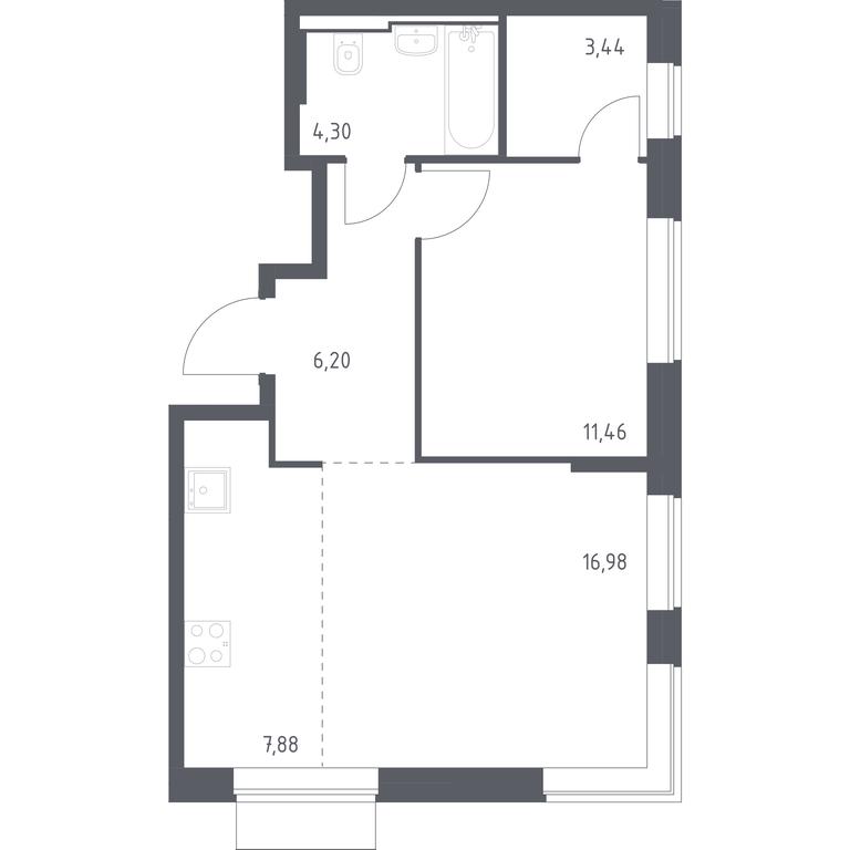 Apartment Sale, 50.26 sq. m. at Kvartal Domashnij, Donetskaya Street, 30с11, Moscow, Russia #1