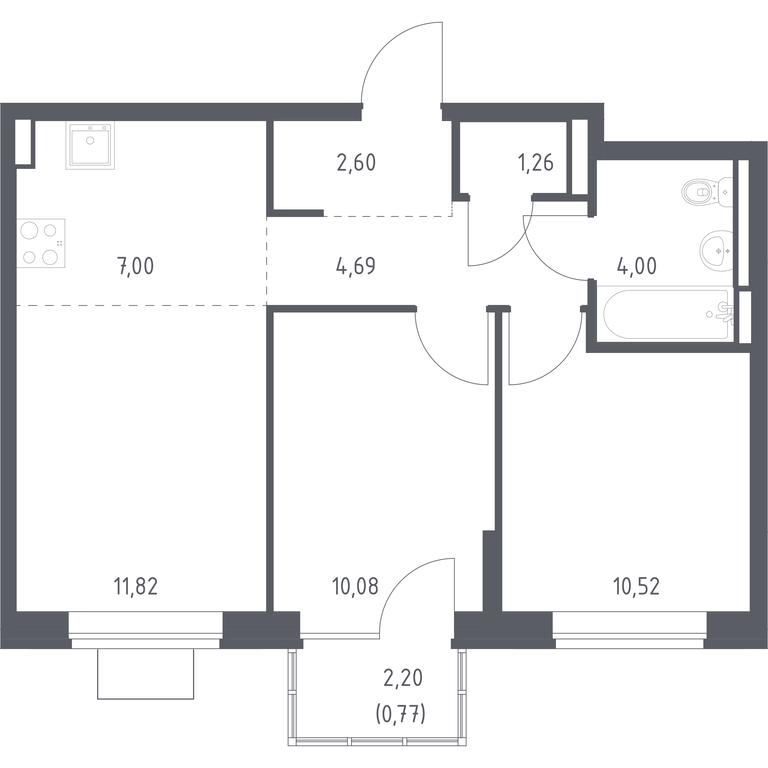 1-BD Apartment Sale, 52.74 sq. m. at Bogdanovskiy Les, derevnya Bogdanikha, Leninskiy City District, Moscow Region, Russia #1 1-BD Apartment Sale, 52.74 sq. m. at Bogdanovskiy Les, derevnya Bogdanikha, Leninskiy City District, Moscow Region, Russia #1
