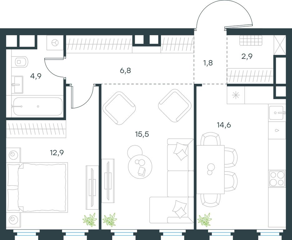 1-BD Apartment Sale, 59.4 sq. m. at Level Nizhegorodskaja, Perovskoye Highway, 21с1, Moscow, Russia #1