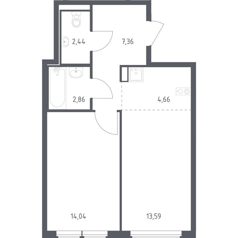 Apartment Sale, 44.95平方米 at Ostafevo, Ostafyevskoe Highway, 12к1, Ryazanovskoe Settlement, Moscow, Russia #1