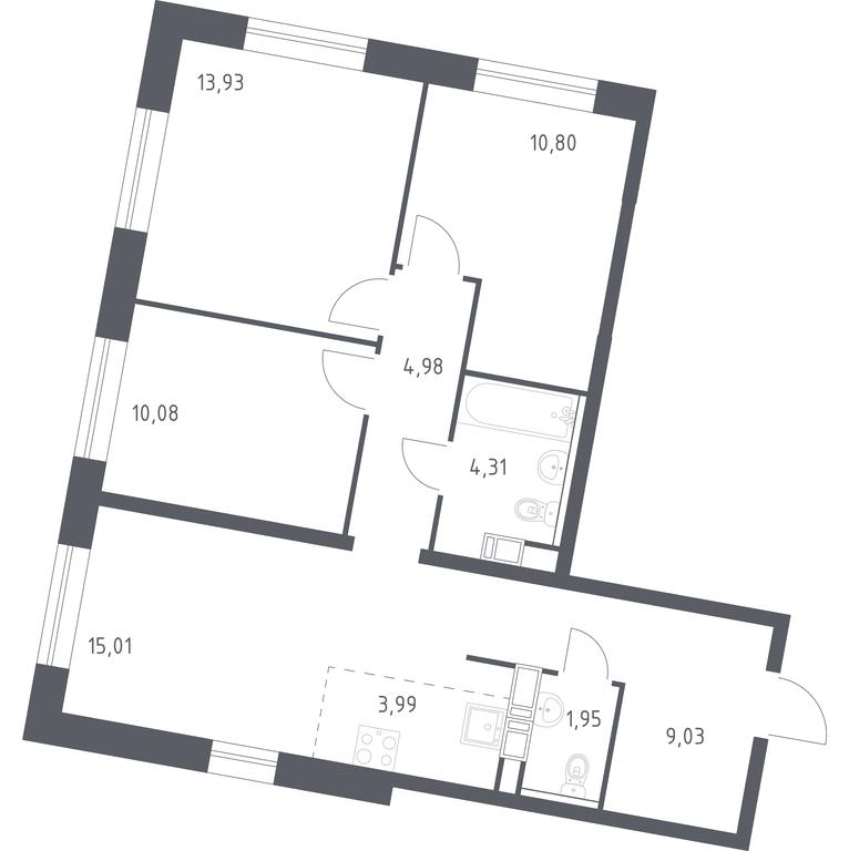 2-BD Apartment Sale, 74.08 sq. m. at Eko Bunino, prospekt Kuprina, 34к1, Sosenskoye Settlement, Moscow, Russia #1 2-BD Apartment Sale, 74.08 sq. m. at Eko Bunino, prospekt Kuprina, 34к1, Sosenskoye Settlement, Moscow, Russia #1