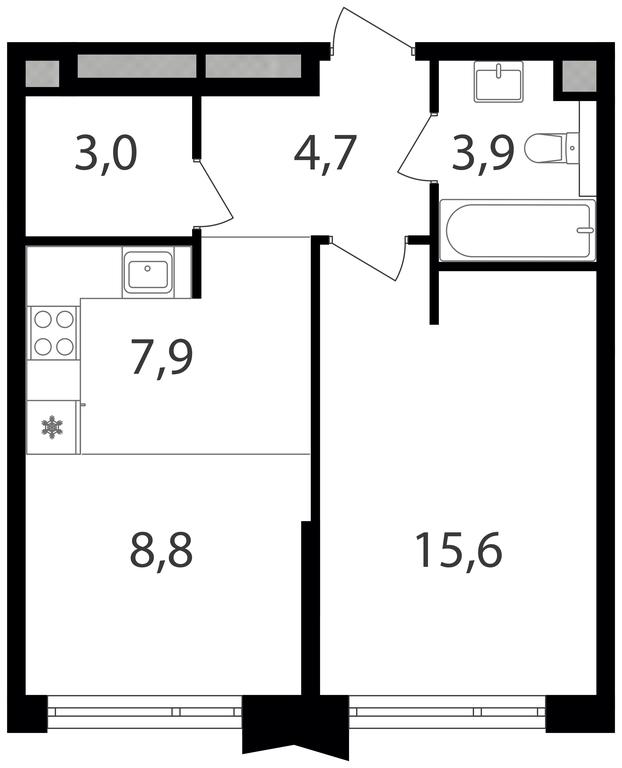 1-BD Apartment Sale, 43.9平方米 at Petrovskiy Park II, Stary Petrovsko-Razumovsky Drive, 1/23, Moscow, Russia #1
