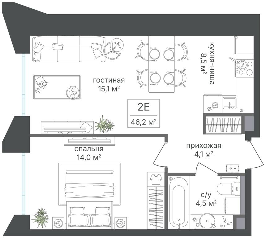 1-BD Apartment Sale, 46.2 sq. m. at Petrovskiy Park II, Stary Petrovsko-Razumovsky Drive, 1/23, Moscow, Russia #2