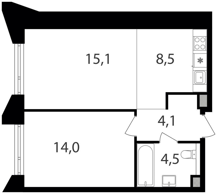 1-BD Apartment Sale, 46.2 sq. m. at Petrovskiy Park II, Stary Petrovsko-Razumovsky Drive, 1/23, Moscow, Russia #1