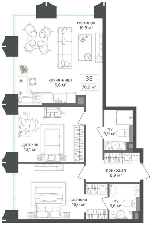 2-BD Apartment Sale, 70.9平方米 at Petrovskiy Park II, Stary Petrovsko-Razumovsky Drive, 1/23, Moscow, Russia #2 2-BD Apartment Sale, 70.9平方米 at Petrovskiy Park II, Stary Petrovsko-Razumovsky Drive, 1/23, Moscow, Russia #2