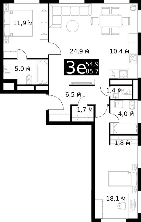 Продажа 3-комн. квартиры, 85,7 м² в ЖК «Диалог (Dialog)», Большая Спасская улица, 35, Москва, Россия #2 Продажа 3-комн. квартиры, 85,7 м² в ЖК «Диалог (Dialog)», Большая Спасская улица, 35, Москва, Россия #2