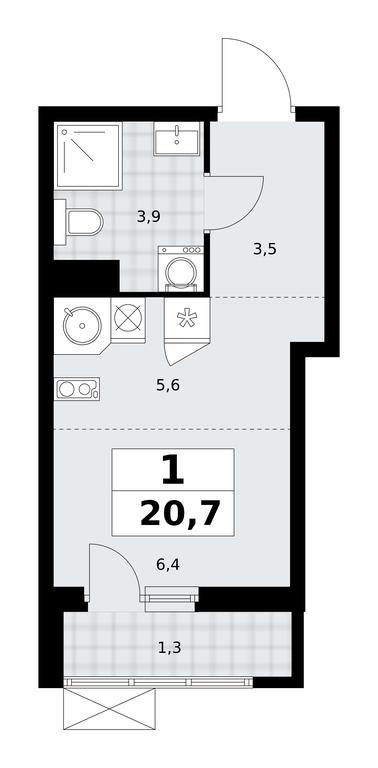Apartment Sale, 20.7 sq. m. at Dzen-Kvartaly, ulitsa Aleksandry Monakhovoy, 2/3, Sosenskoye Settlement, Moscow, Russia #1