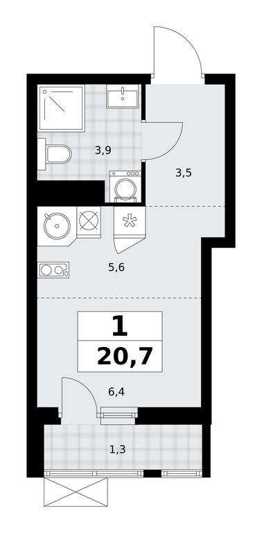 Apartment Sale, 20.7 sq. m. at Dzen-Kvartaly, ulitsa Aleksandry Monakhovoy, 2/3, Sosenskoye Settlement, Moscow, Russia #1