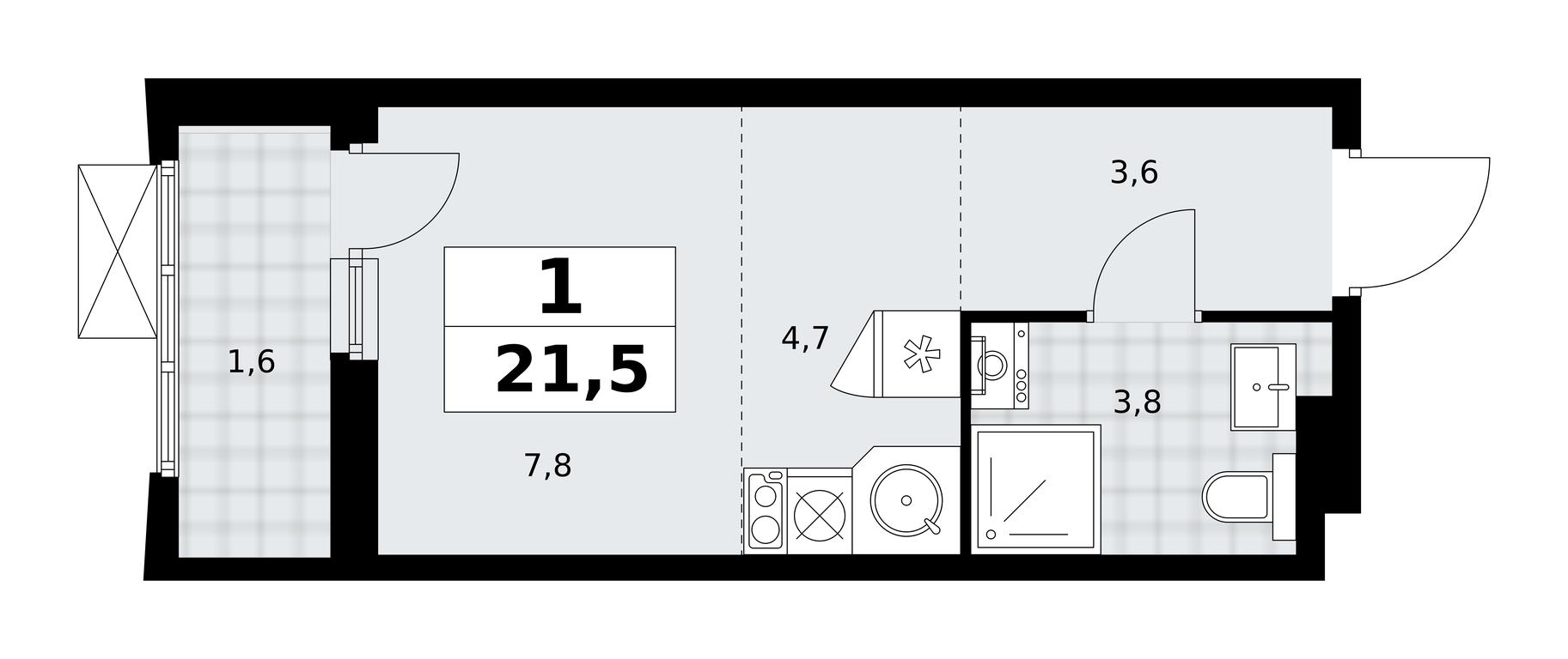 Apartment Sale, 21.5 sq. m. at Dzen-Kvartaly, ulitsa Aleksandry Monakhovoy, 2/3, Sosenskoye Settlement, Moscow, Russia #1