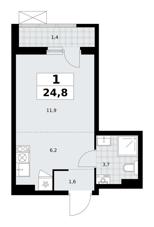Apartment Sale, 24.8 sq. m. at Dzen-Kvartaly, ulitsa Aleksandry Monakhovoy, 2/3, Sosenskoye Settlement, Moscow, Russia #1