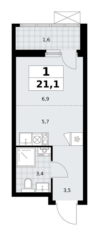 Apartment Sale, 21.1平方米 at Dzen-Kvartaly, ulitsa Aleksandry Monakhovoy, 2/3, Sosenskoye Settlement, Moscow, Russia #1