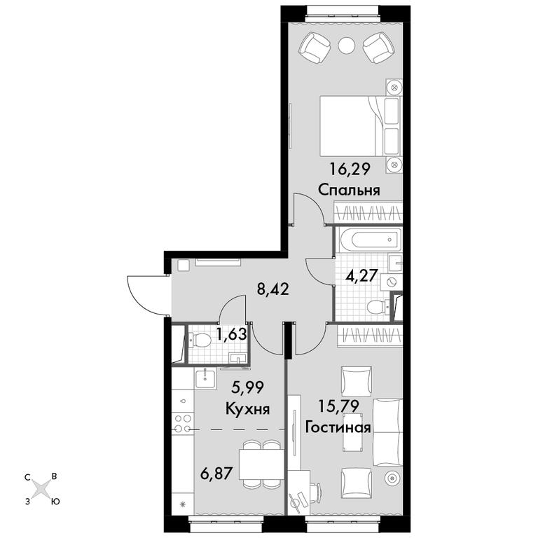 3-BD Apartment Sale, 59.26 sq. m. at Dvizhenie. Govorovo, Центральная улица, 47, деревня Говорово, поселение Московский, Москва, Россия #1